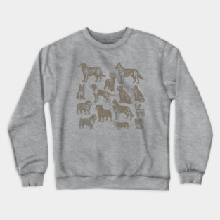 Vintage Dog Breeds Illustration – Classic Sepia Sketch Design Crewneck Sweatshirt