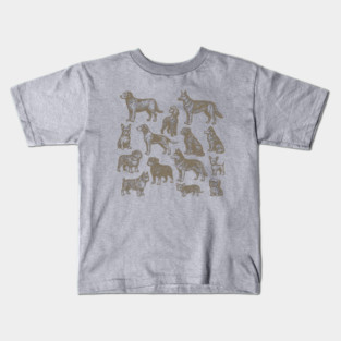 Vintage Dog Breeds Illustration – Classic Sepia Sketch Design Kids T-Shirt