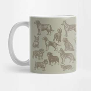 Vintage Dog Breeds Illustration – Classic Sepia Sketch Design Mug