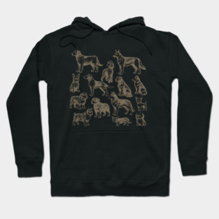 Vintage Dog Breeds Illustration – Classic Sepia Sketch Design Hoodie