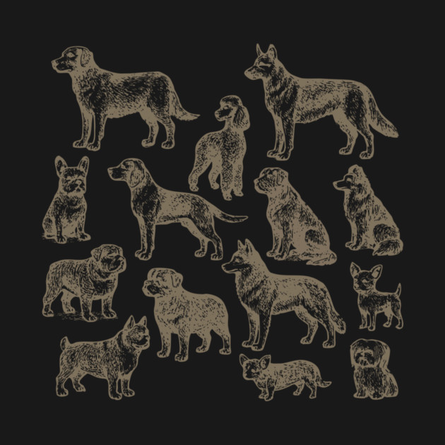 Vintage Dog Breeds Illustration – Classic Sepia Sketch Design by DonWillisJrArt