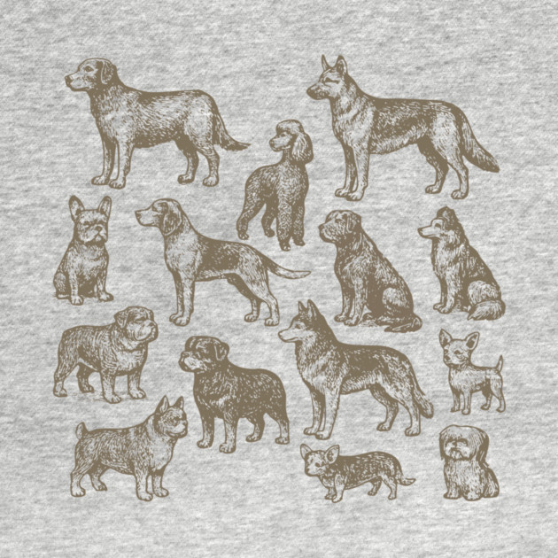 Vintage Dog Breeds Illustration – Classic Sepia Sketch Design by DonWillisJrArt