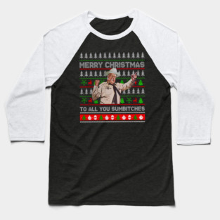 Smokey And The Bandit - Merry Christmas Too All You Sumbitches Christmas - Smokey And The Bandit Funny Ugly Xmas Baseball T-Shirt