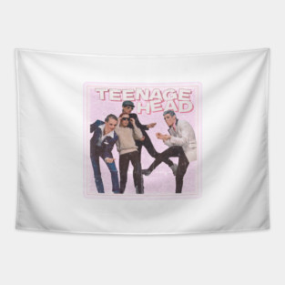 Retro Neon Glow Music Art || 80s Punk New Wave Nostalgia (TEENAGE HEAD) Tapestry
