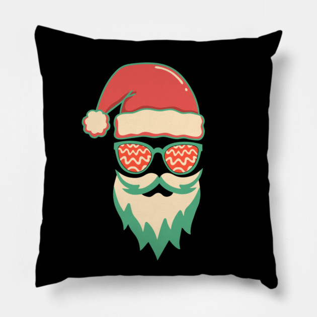 Retro Hippie Santa Christmas Pillow by The WYLD Tribe