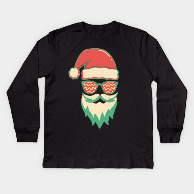 Retro Hippie Santa Christmas Kids Long Sleeve T-Shirt by The WYLD Tribe