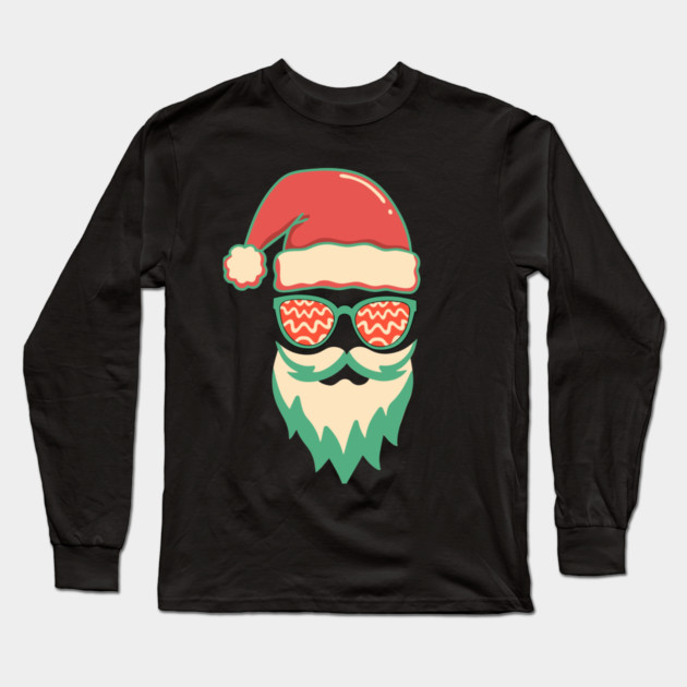 Retro Hippie Santa Christmas Long Sleeve T-Shirt by The WYLD Tribe