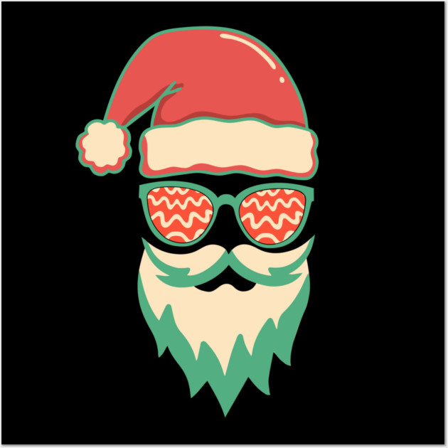 Retro Hippie Santa Christmas Wall Art by The WYLD Tribe
