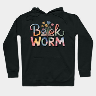 Book Worm with Flowers Reading Lover Hoodie