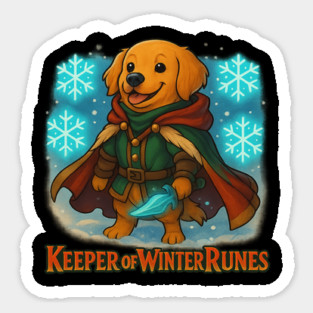 Keeper of Winter Runes – Fantasy Dog Adventurer Christmas Design Magnet