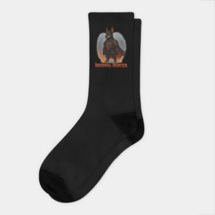 Infernal Hunter – Dark Fantasy Armored Dog Warrior Design Socks