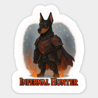 Infernal Hunter – Dark Fantasy Armored Dog Warrior Design Magnet