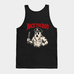 Back the Boo Horror Ghost Cop Design Tank Top