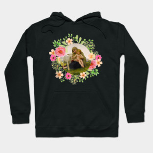 Our Lady Blessed Mother Mary Jesus Lamb Cute Floral Catholic Hoodie