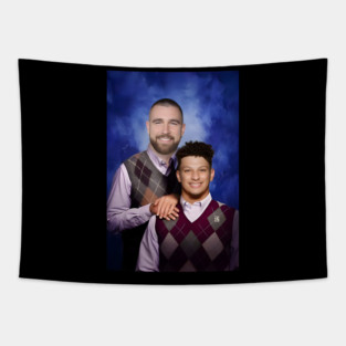 Vintage Travis Kelce Patrick Mahomes Kansas City Football Step Brothers Tapestry