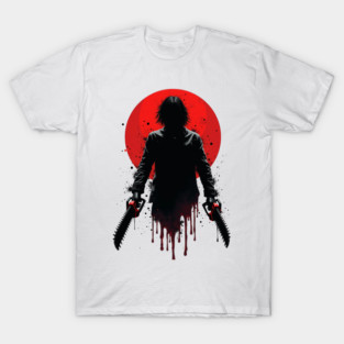 Man and Chainsaw Ink Silhouette Art T-Shirt