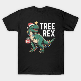 Most Wonderful Christmas Co Dinosaur Christmas Tree Rex Pajamas Men Boys Xmas Lights T-Shirt