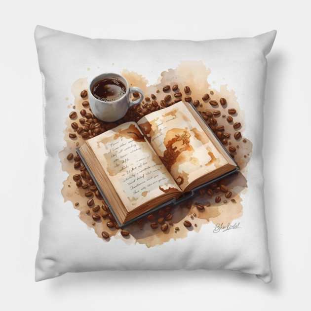Daily Dose Coffee & Literature books Pillow by SR8891