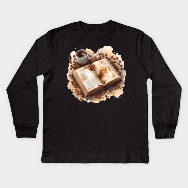 Daily Dose Coffee & Literature books Kids Long Sleeve T-Shirt by SR8891