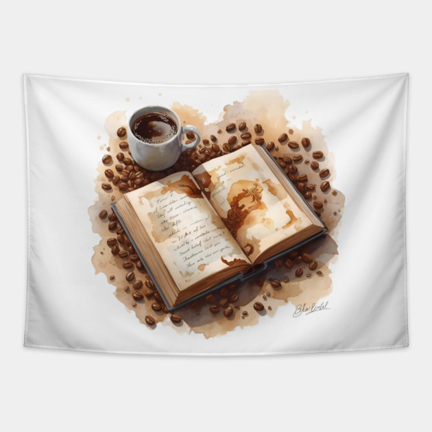 Daily Dose Coffee & Literature books Tapestry by SR8891