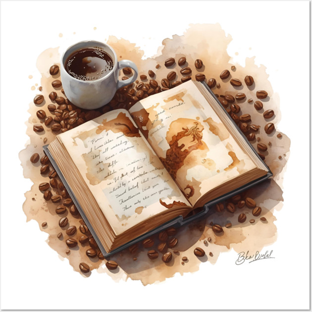 Daily Dose Coffee & Literature books Wall Art by SR8891