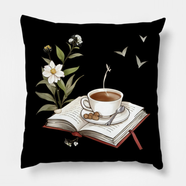 Bookish Life Coffee Vibes book Pillow by SR8891