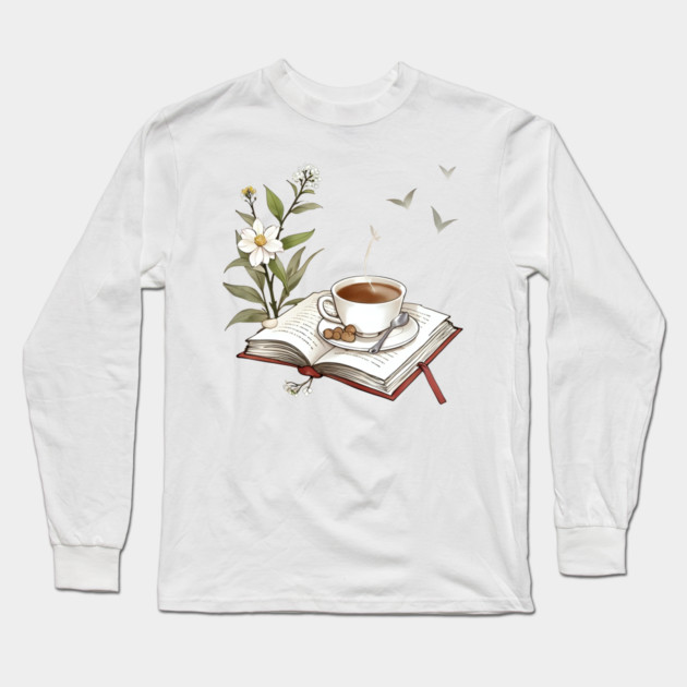 Bookish Life Coffee Vibes book Long Sleeve T-Shirt by SR8891