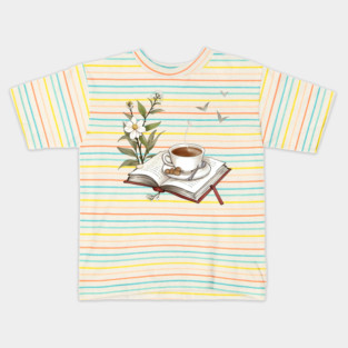 Bookish Life Coffee Vibes book Kids T-Shirt