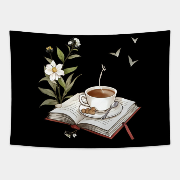 Bookish Life Coffee Vibes book Tapestry by SR8891