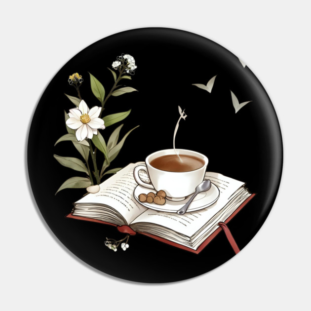 Bookish Life Coffee Vibes book Pin by SR8891