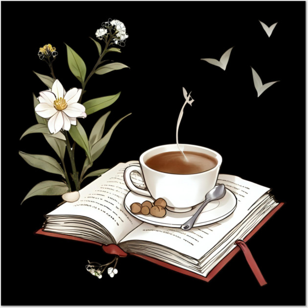 Bookish Life Coffee Vibes book Wall Art by SR8891