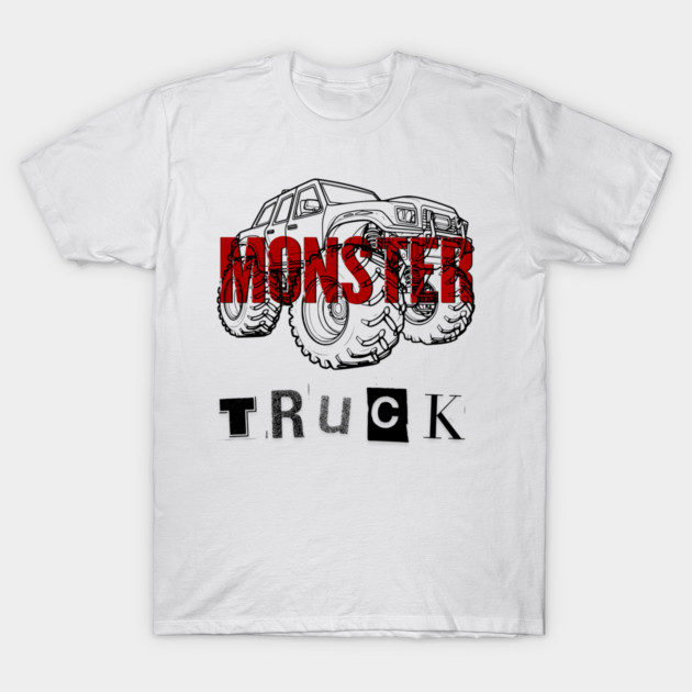 Monster Truck Mayhem T-Shirt - Grunge Automotive Sketch Graphic Tee T-Shirt by TurnEffect