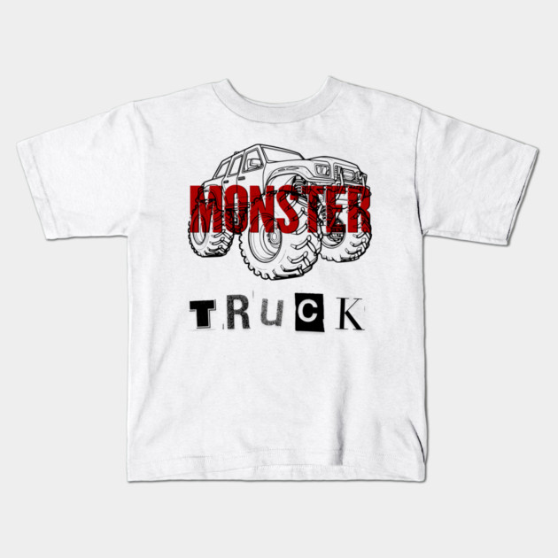 Monster Truck Mayhem T-Shirt - Grunge Automotive Sketch Graphic Tee Kids T-Shirt by TurnEffect