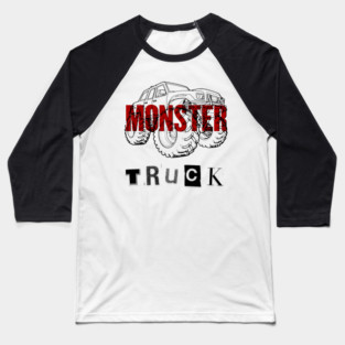 Monster Truck Mayhem T-Shirt - Grunge Automotive Sketch Graphic Tee Baseball T-Shirt