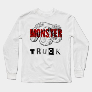 Monster Truck Mayhem T-Shirt - Grunge Automotive Sketch Graphic Tee Long Sleeve T-Shirt