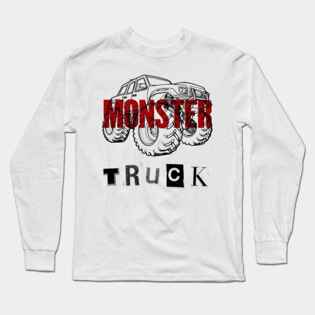 Monster Truck Mayhem T-Shirt - Grunge Automotive Sketch Graphic Tee Long Sleeve T-Shirt by TurnEffect