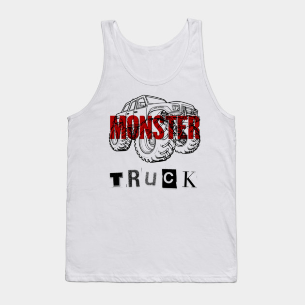 Monster Truck Mayhem T-Shirt - Grunge Automotive Sketch Graphic Tee Tank Top by TurnEffect