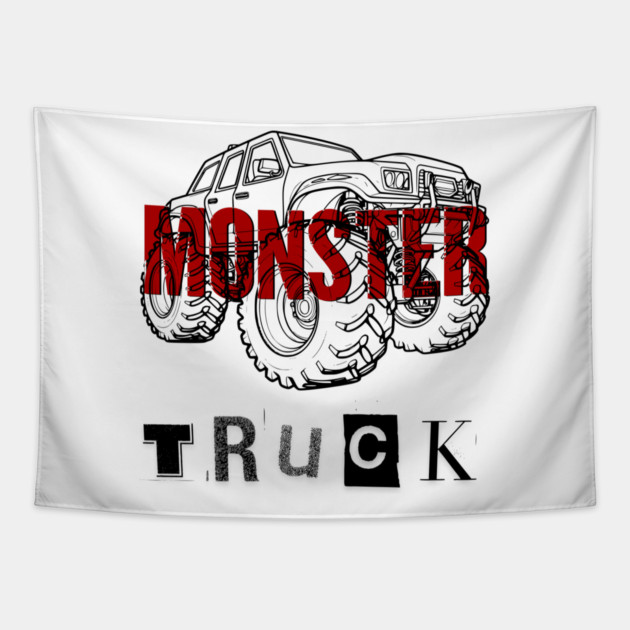 Monster Truck Mayhem T-Shirt - Grunge Automotive Sketch Graphic Tee Tapestry by TurnEffect