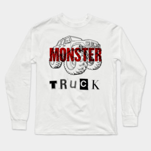 Monster Truck Mayhem T-Shirt - Grunge Automotive Sketch Graphic Tee Long Sleeve T-Shirt