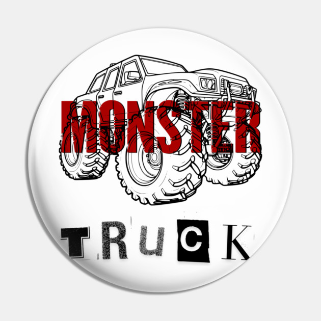 Monster Truck Mayhem T-Shirt - Grunge Automotive Sketch Graphic Tee Pin by TurnEffect