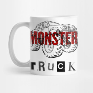 Monster Truck Mayhem T-Shirt - Grunge Automotive Sketch Graphic Tee Mug