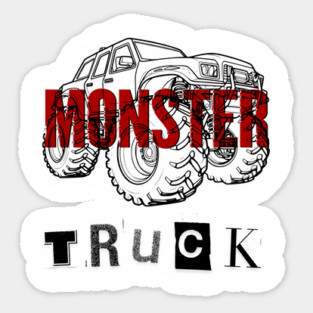 Monster Truck Mayhem T-Shirt - Grunge Automotive Sketch Graphic Tee Sticker