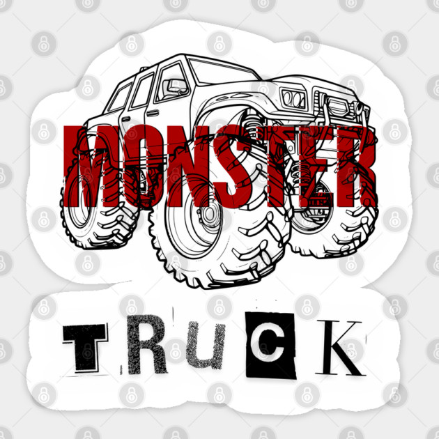 Monster Truck Mayhem T-Shirt - Grunge Automotive Sketch Graphic Tee Sticker by TurnEffect