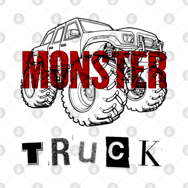 Monster Truck Mayhem T-Shirt - Grunge Automotive Sketch Graphic Tee by TurnEffect