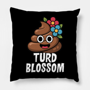 Turd Blossom Funny Cartoon Poop Character Pillow