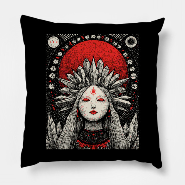Celestial Crystalline Goddess - Amethyst Pillow by TuncGK