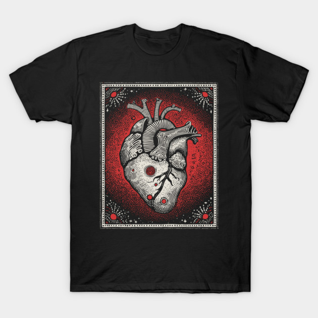 Cosmic Pulse Anatomical Heart T-Shirt by TuncGK