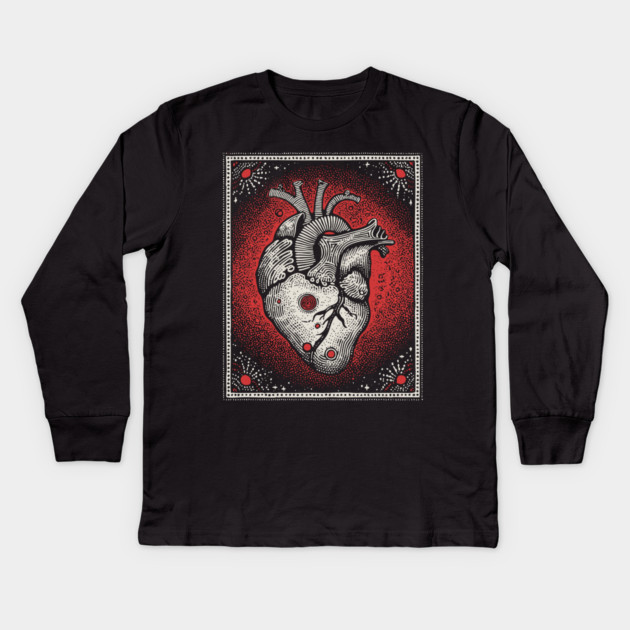Cosmic Pulse Anatomical Heart Kids Long Sleeve T-Shirt by TuncGK