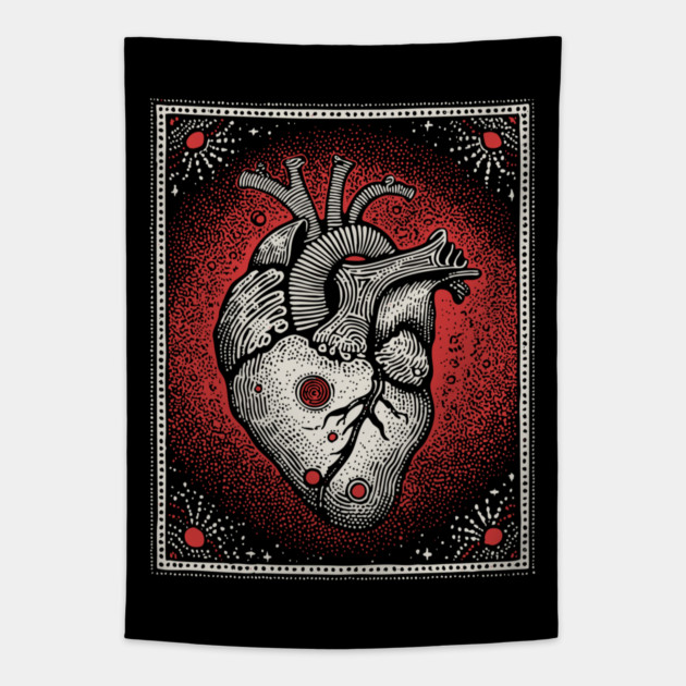 Cosmic Pulse Anatomical Heart Tapestry by TuncGK
