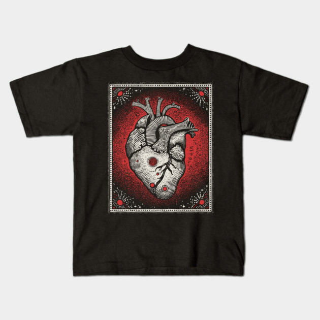 Cosmic Pulse Anatomical Heart Kids T-Shirt by TuncGK